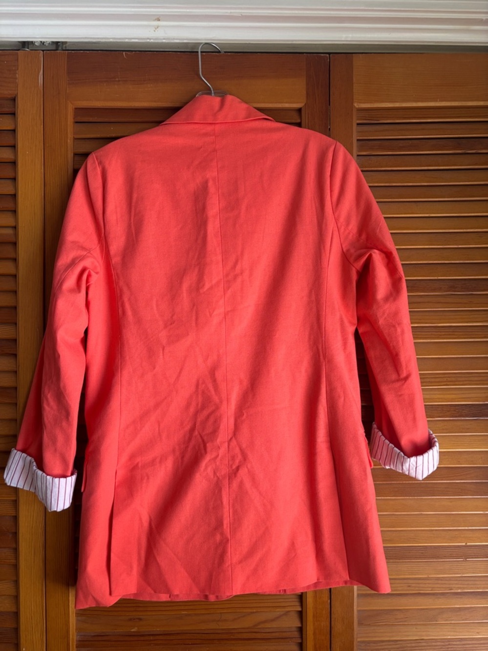 ANTHROPOLOGIE DOLAN LINEN BOYFRIEND DOUBLE BREASTED BLAZER  COAT CORAL Sz M NWOT - Picture 4 of 15